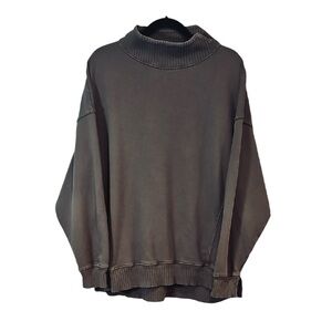 aerie Grayish Green Oversized Funnel Neck Sweatshirt
